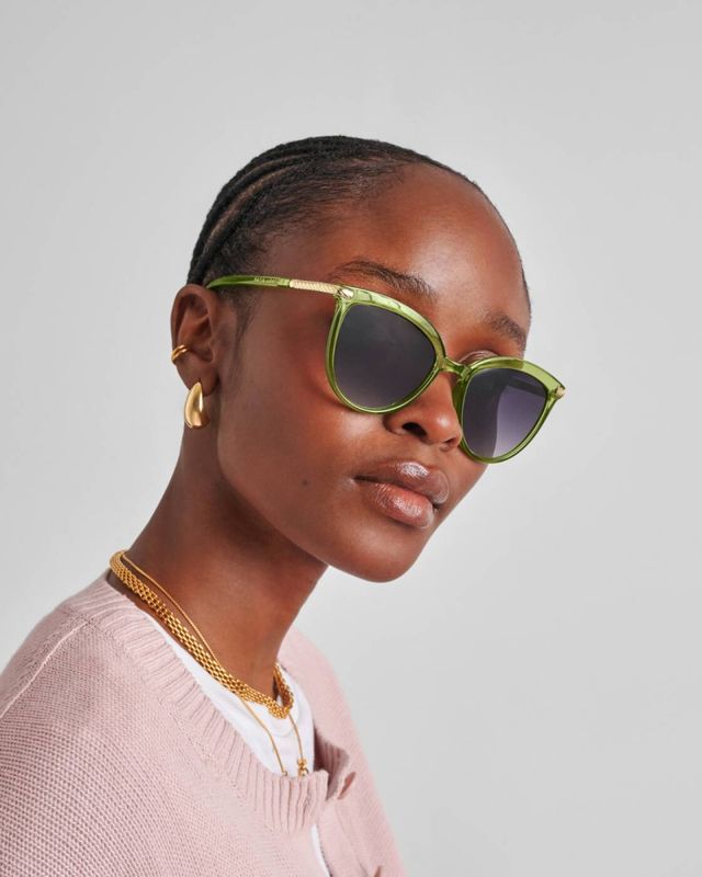 Ravello Round Sunglasses Green Transparent