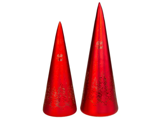 Hovedbilde Lyslykt LED God Jul tre rød kjegle 25cm