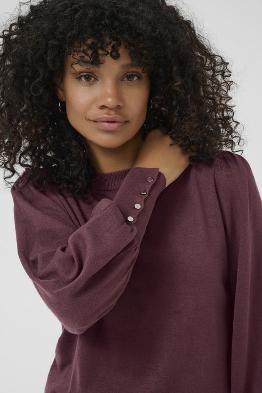 KAlizza Round Neck Knit Pullover Buttons
