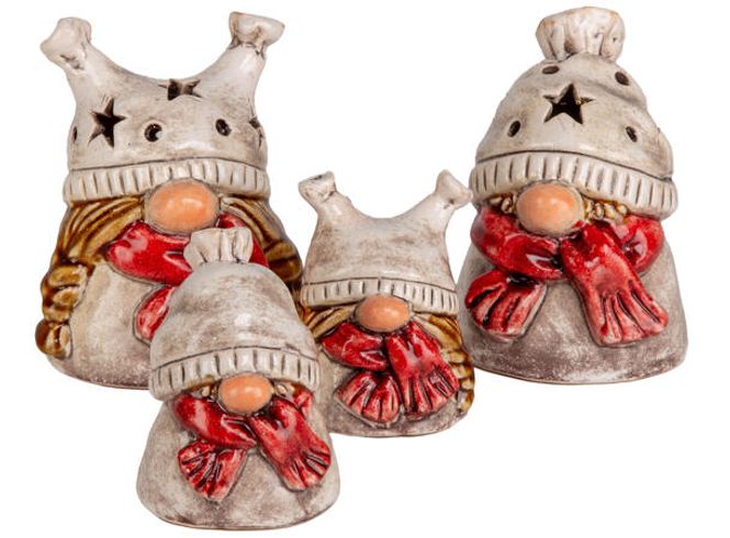 Hovedbilde Nisse beige m/lue keramikk LED 11cm
