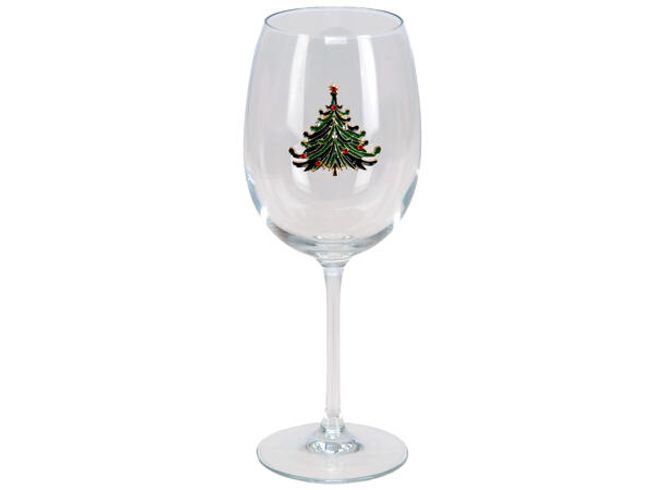 Hovedbilde Vinglass blankt m/dekor juletre h:22,5cm