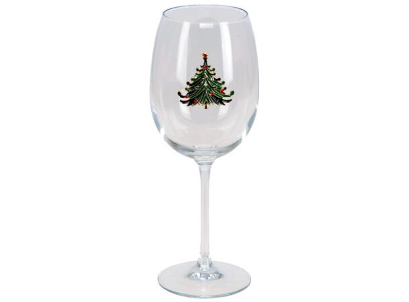 Vinglass blankt m/dekor juletre h:22,5cm