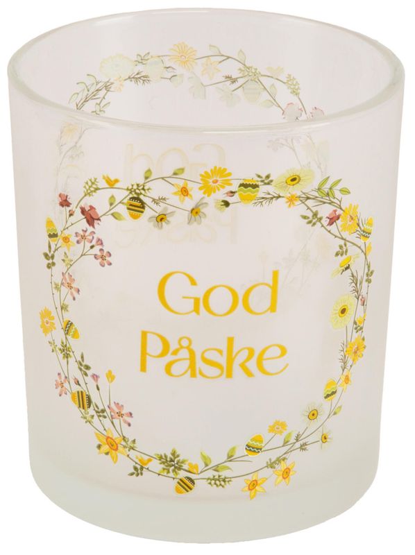 Lysglass krans God Påske 10cm