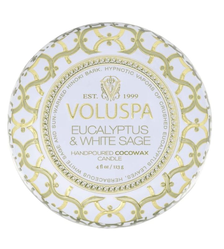 Voluspa Mini Tin 25t Eucalyptus & White Sage