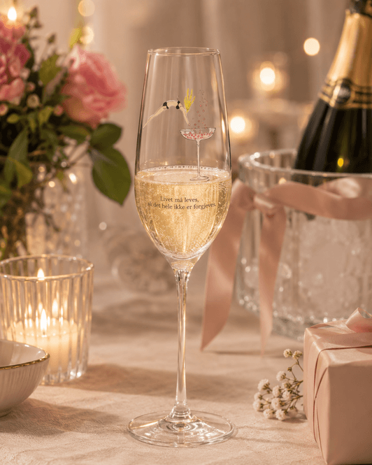 Hovedbilde Glass champagne Livet må leves 24cm -Sølje ...