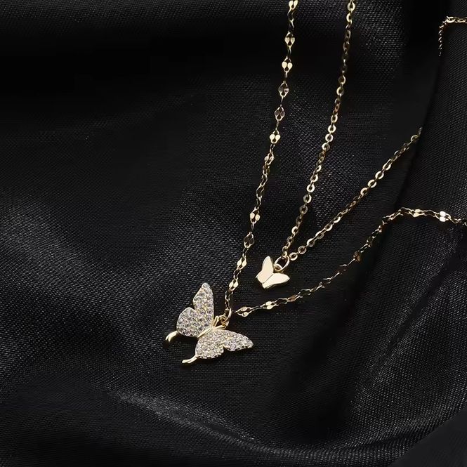 Hovedbilde Butterfly Double Necklace 18K Gold