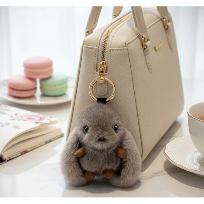 Hovedbilde Veskepynt Kanin Mulvarp Grå 