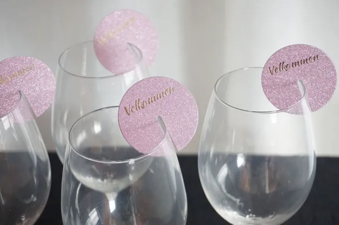 Hovedbilde Dekor til vinglass, velkommen 8 stk - Rosa