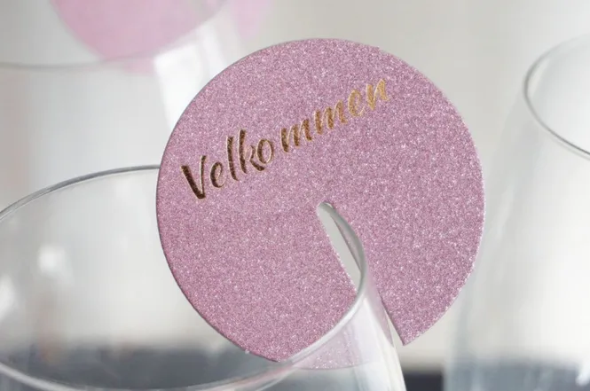 Hovedbilde Dekor til vinglass, velkommen 8 stk - Rosa