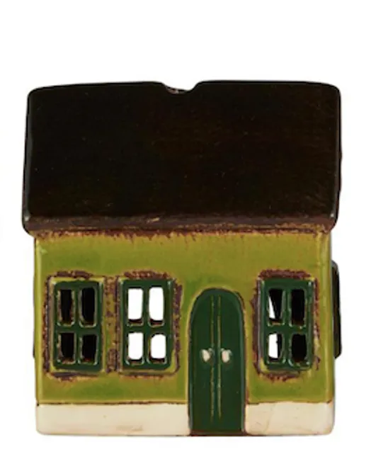 Hovedbilde Hus m/peislys mini Nyhavn Grønt 11cm