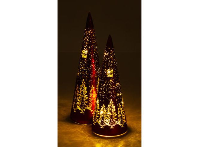 Hovedbilde Lyslykt LED God Jul tre rød kjegle 30cm