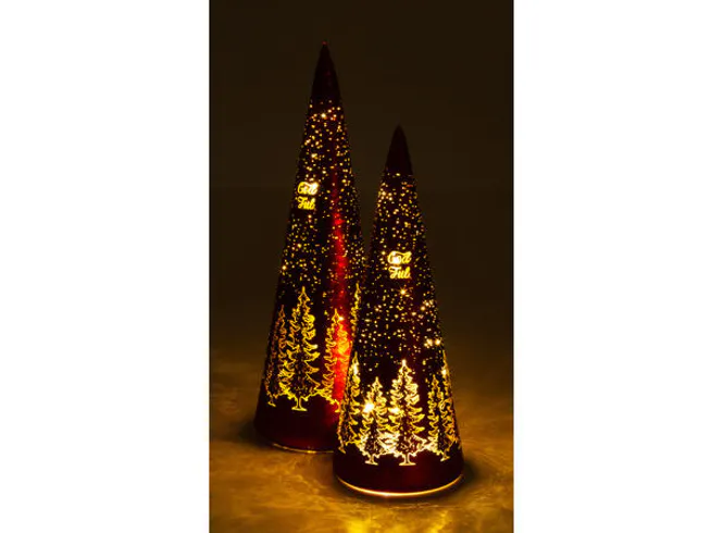 Hovedbilde Lyslykt LED God Jul tre rød kjegle 30cm
