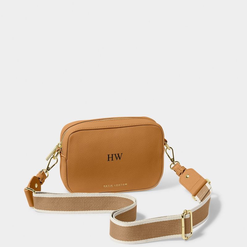 Zana mini crossbody bag canvas strap tan