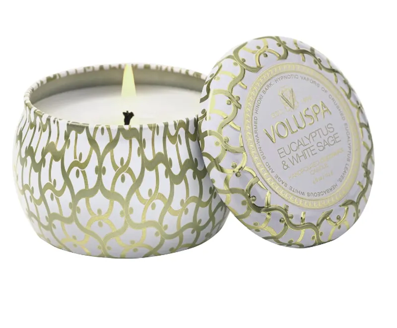 Voluspa Mini Tin 25t Eucalyptus & White Sage