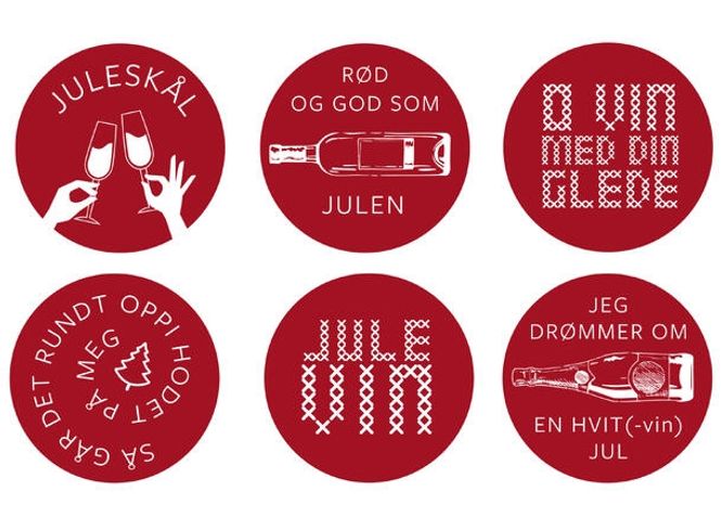 Hovedbilde Vinkork Julemotiv Julerød 6 assortert