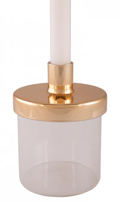 Hovedbilde lysestake glass med gullokk