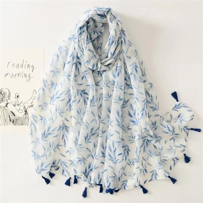 Hovedbilde Sandy Leaf Tassel Viscose Scarf 180x90 - ...