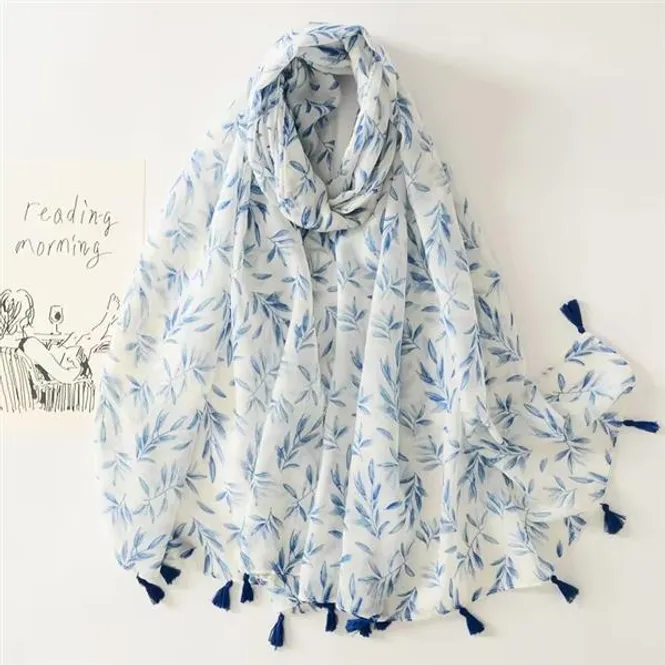 Hovedbilde Sandy Leaf Tassel Viscose Scarf 180x90 - ...