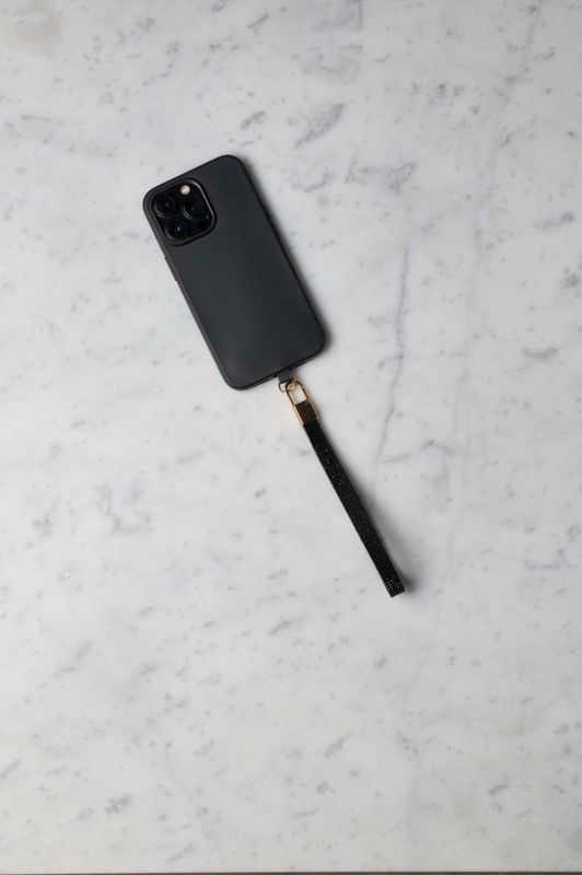 Mobilstropp glitter sort - kort