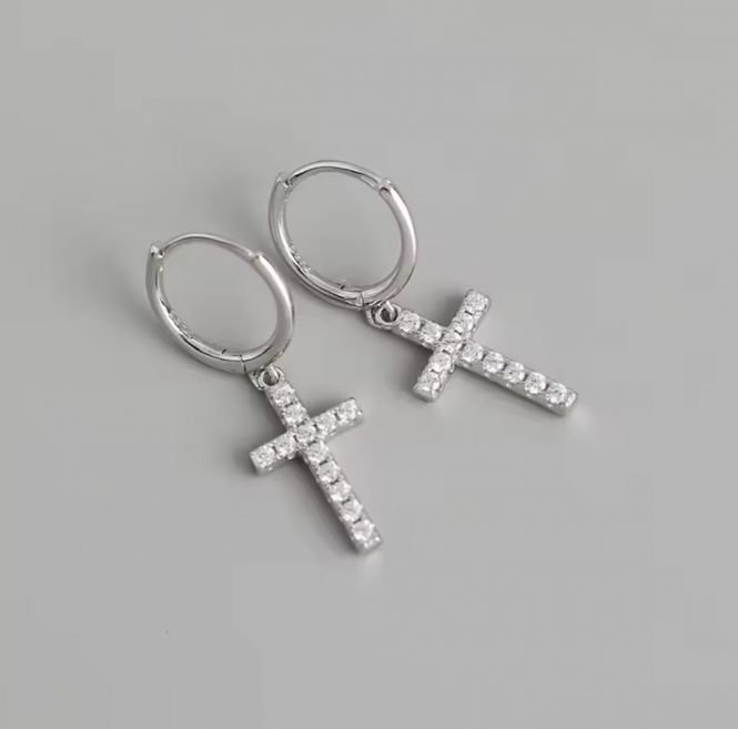 Hovedbilde Cross Hoop Earring 925 Silver