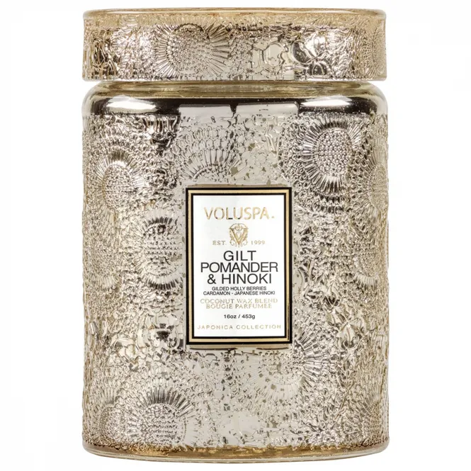 Hovedbilde Voluspa Gilt pomander & Hinoki Glass Candle 100t