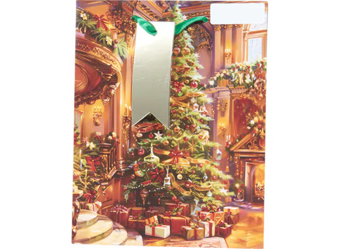 Hovedbilde Gavepose julemotiv ruter 23x26x10cm Ass.