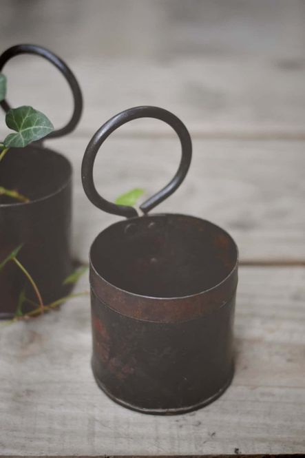 Hovedbilde Vintage potte i metall for vegg 11x22cm