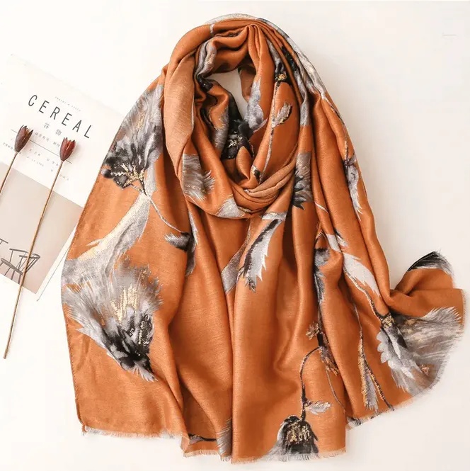 Hovedbilde Chloe Scarf Viscose 180x90 Brown/Gold/Beige