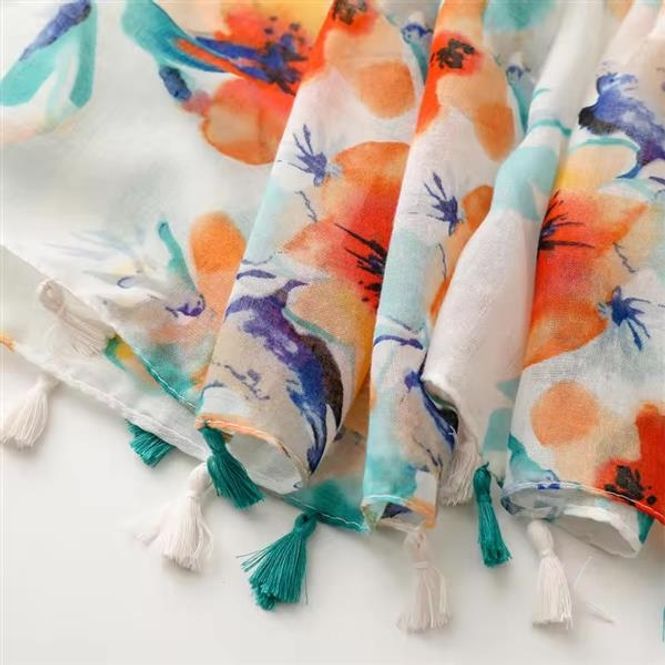 Hovedbilde Sandi Flower Tassel Viscose Scarf 180x90
