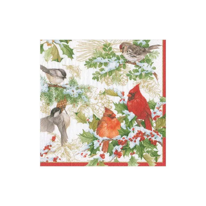Hovedbilde Serviett Kaffe Christmas Birds And greenery