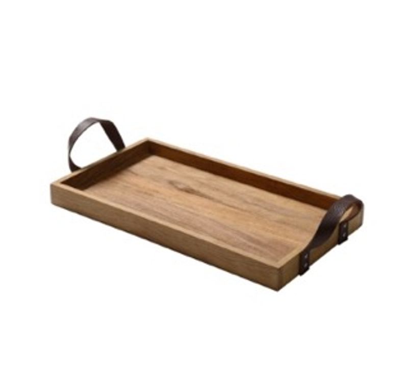 Brett 35x50x3,5cm Lærhåndtak/Teak