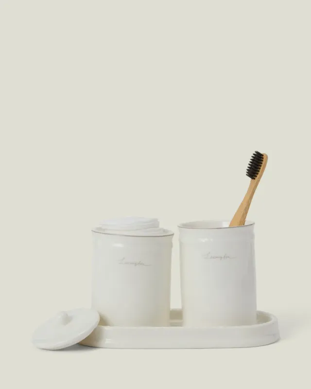 Lexington Porcelain Jar with Lid White/Beige