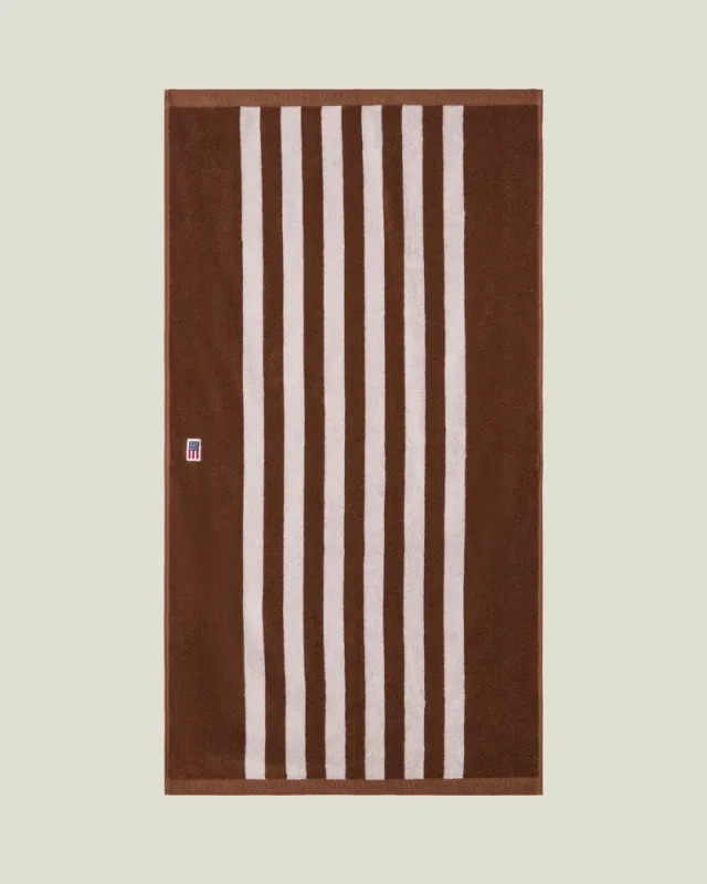 Lexington Striped Terry Towel Fudge/Snow White 30x50