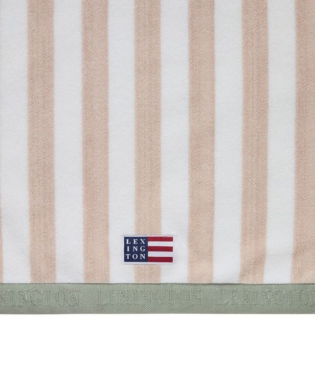 Håndkle i bomullsfrotté med blokkstriper, beige striper