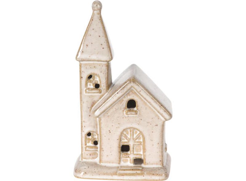 Kirke beige porselen LED h:11cm Ass.