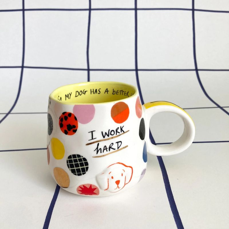 Small Talk 'I Work Hard' Dog Cup