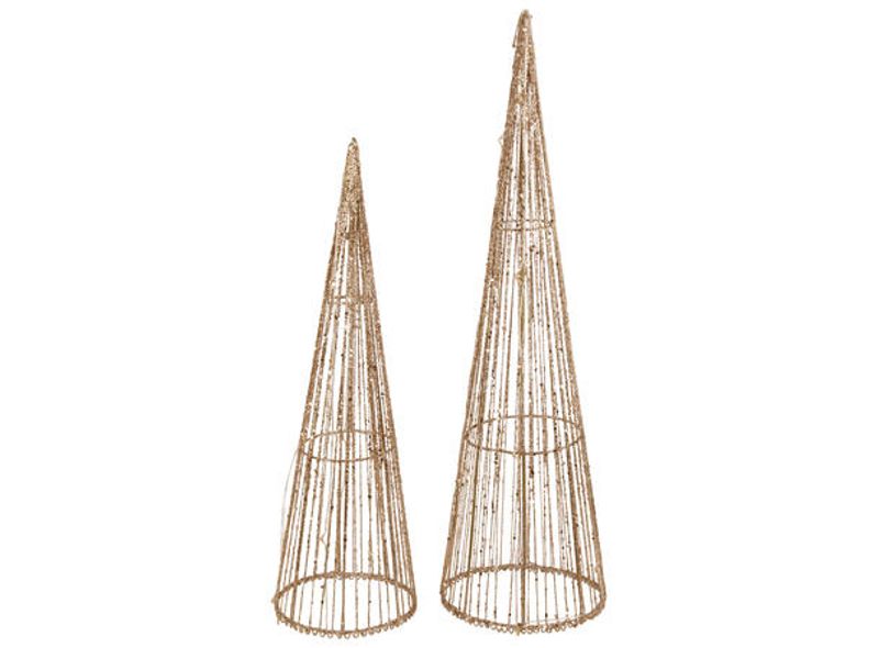 Juletre metall gull 10 LED-lys 12x40cm